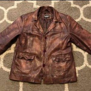 Milwaukee Leather Men’s Classic distressed Red Button Front Leather Car Coat Jac